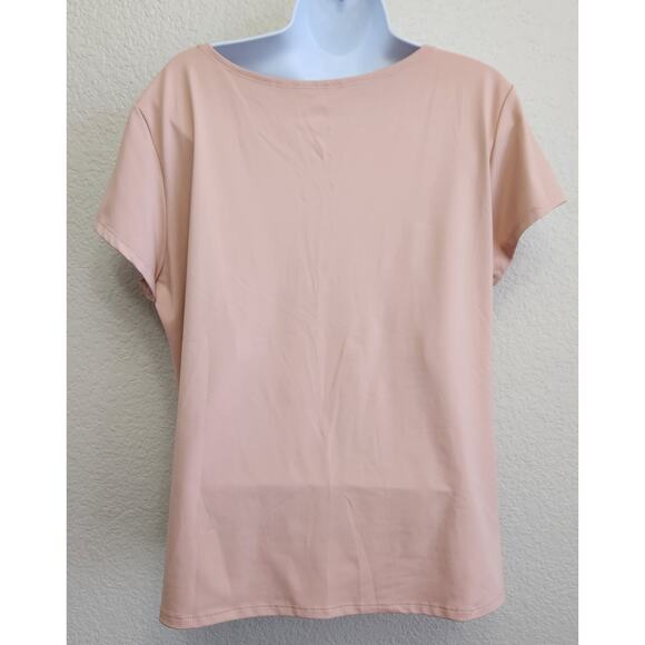 Ruby Rd. Salmon Pink Short Cap Sleeves Top Large Lightweight Soft Stretchy - Picture 3 of 4